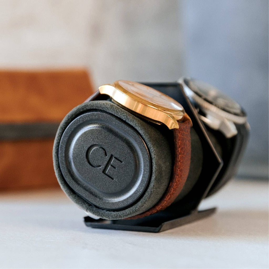 “HEX Two-Slot Watch Roll – Travel with Your Time in Style-Brown”
