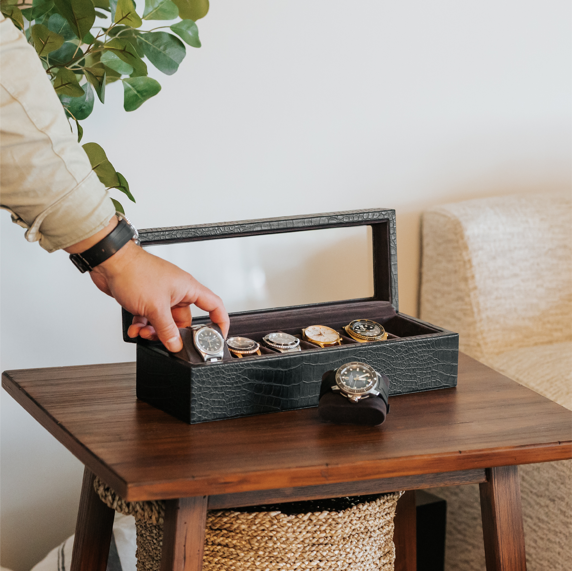 Crocodile Black Watch Box for the Discerning Collector