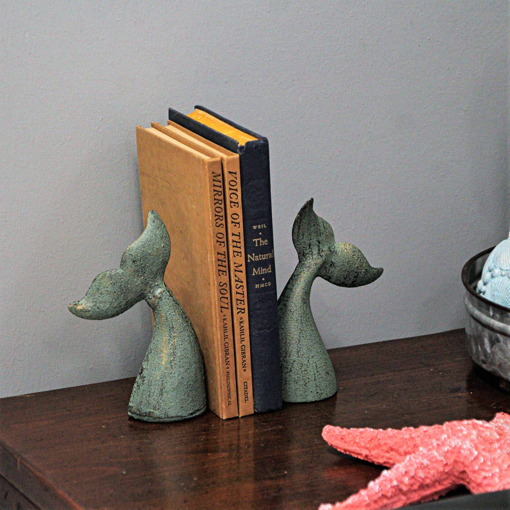 Cast Iron Whale Tail Bookends Set of 2