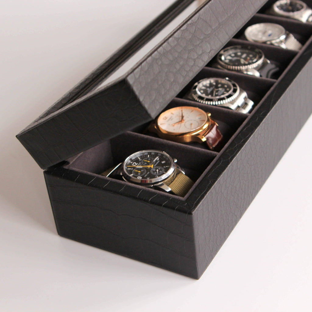 Crocodile Black Watch Box for the Discerning Collector