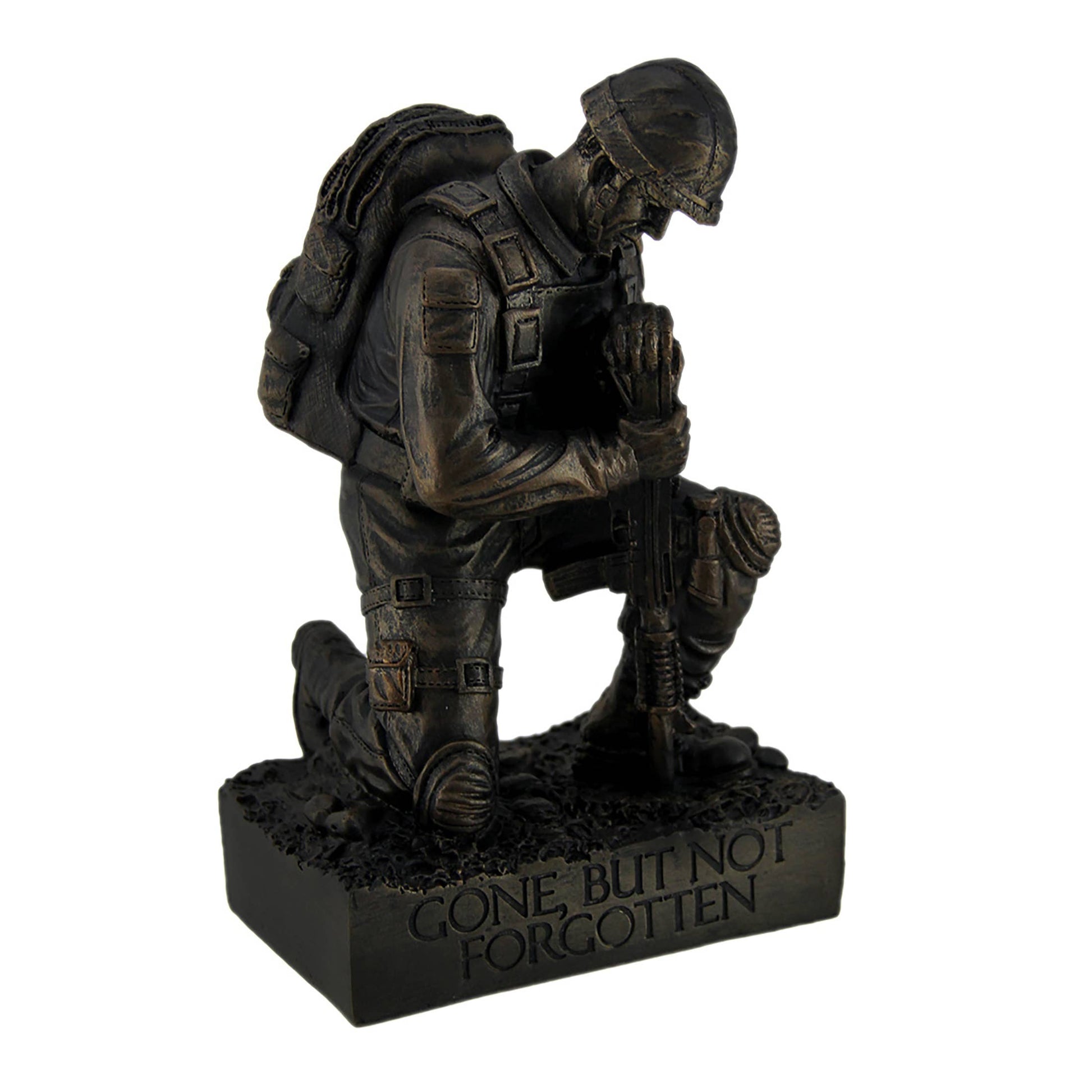 Silent Salute Kneeling Military Soldier with Rifle Statue