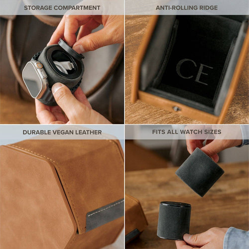 1-Slot Travel Watch Roll - Brown