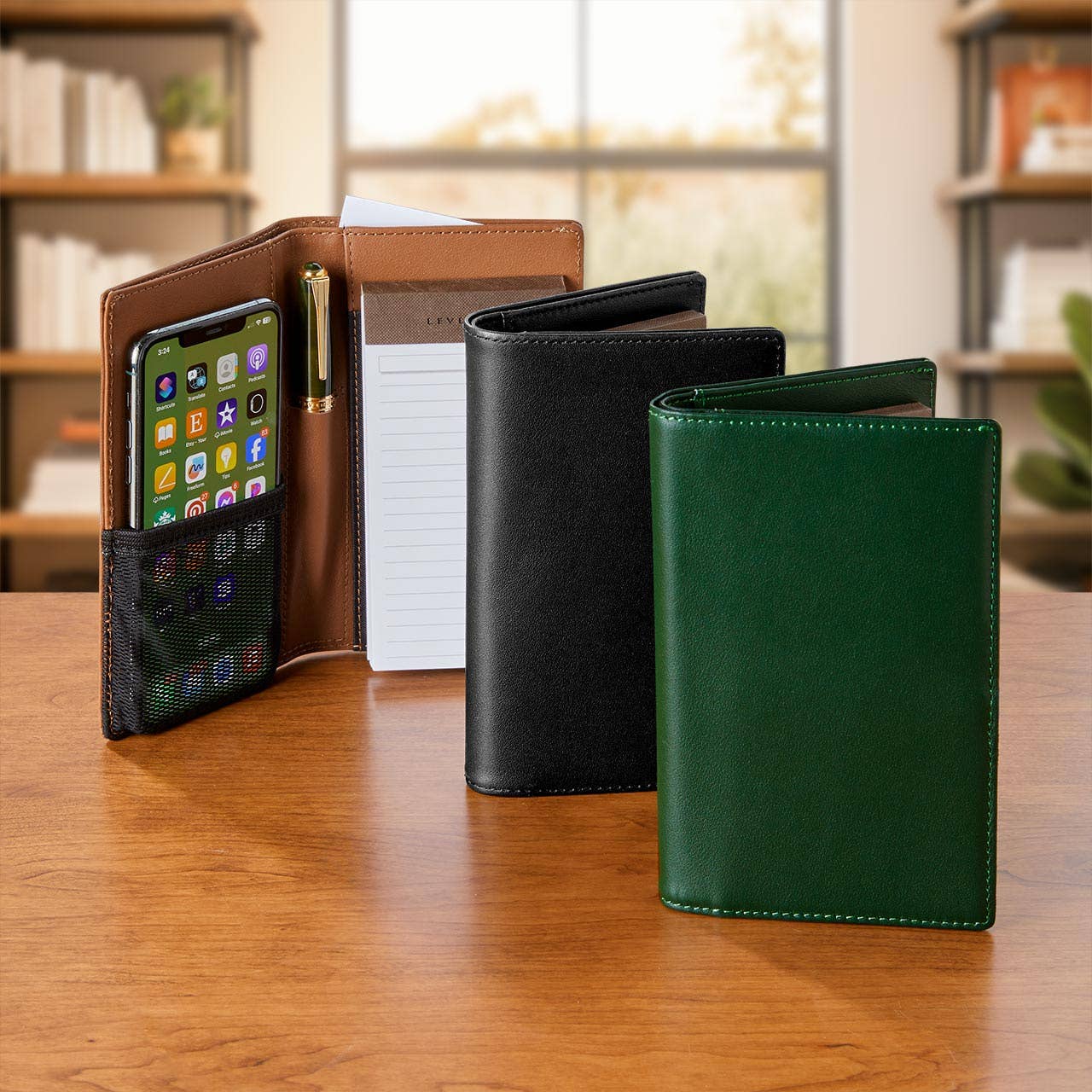 Best of Both Worlds Leather Palm Folio: Saddle