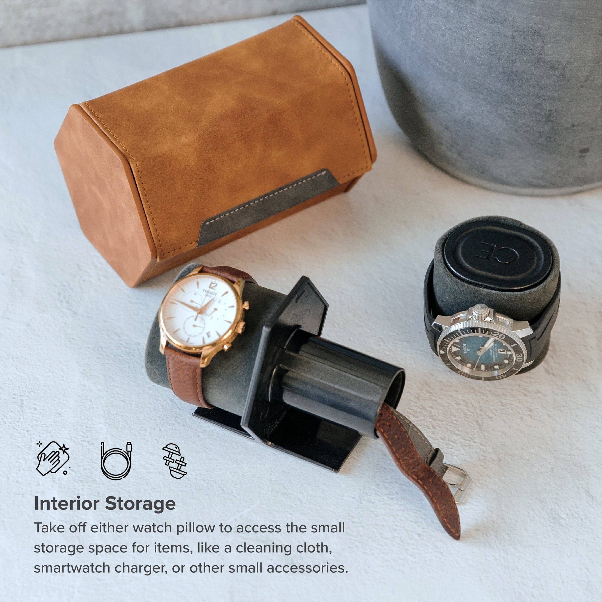 “HEX Two-Slot Watch Roll – Travel with Your Time in Style-Brown”