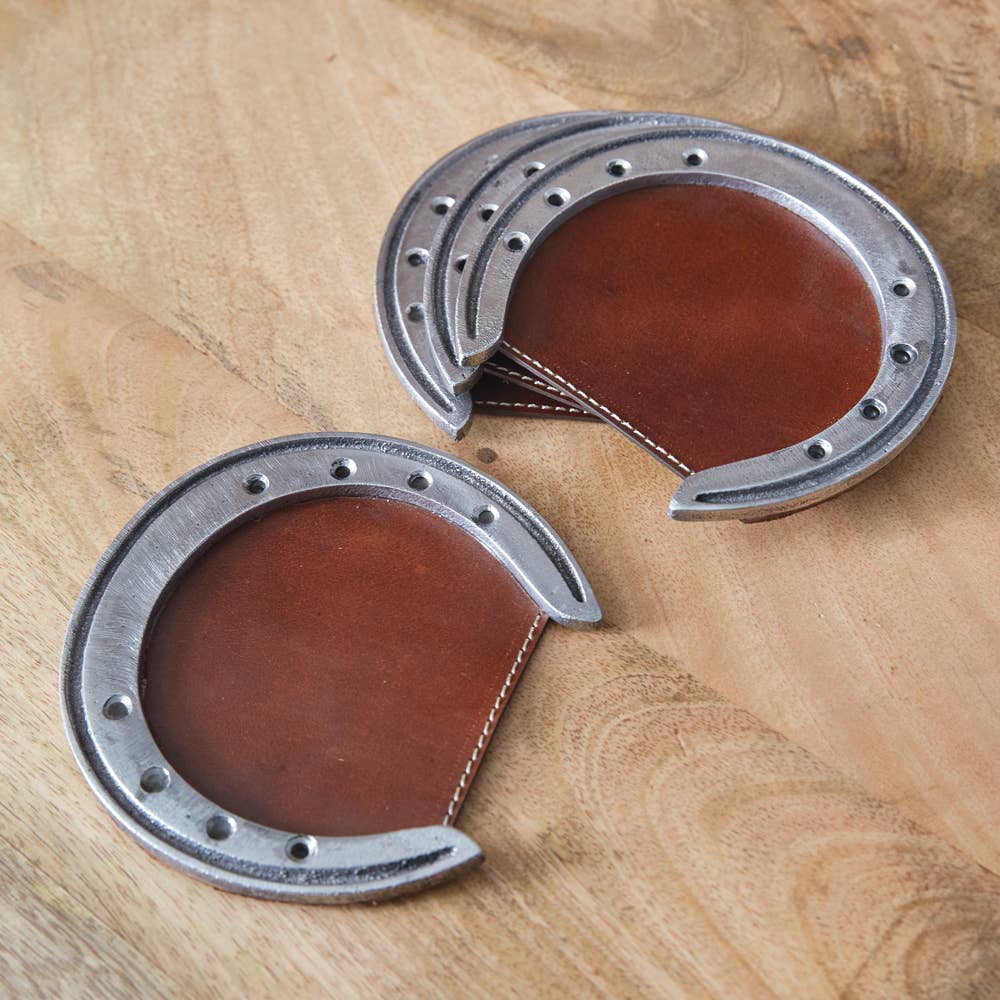 Leather & Horseshoe Western Coasters,