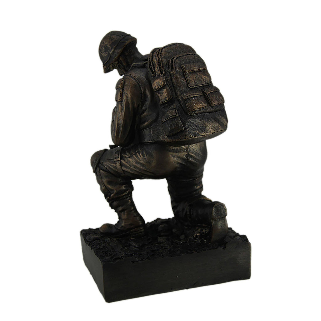 Silent Salute Kneeling Military Soldier with Rifle Statue