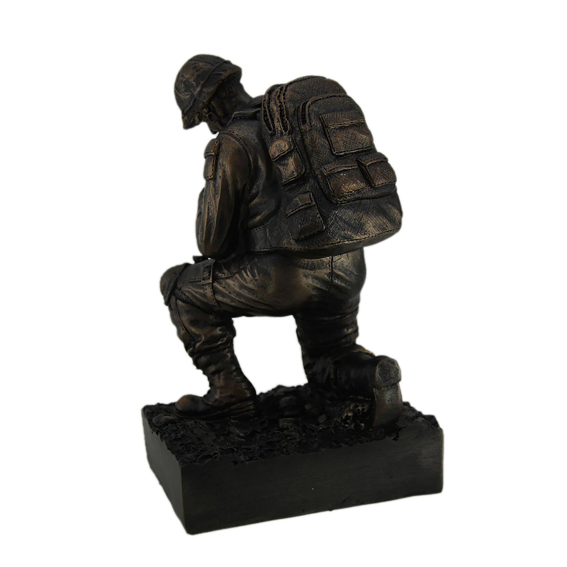 Silent Salute Kneeling Military Soldier with Rifle Statue
