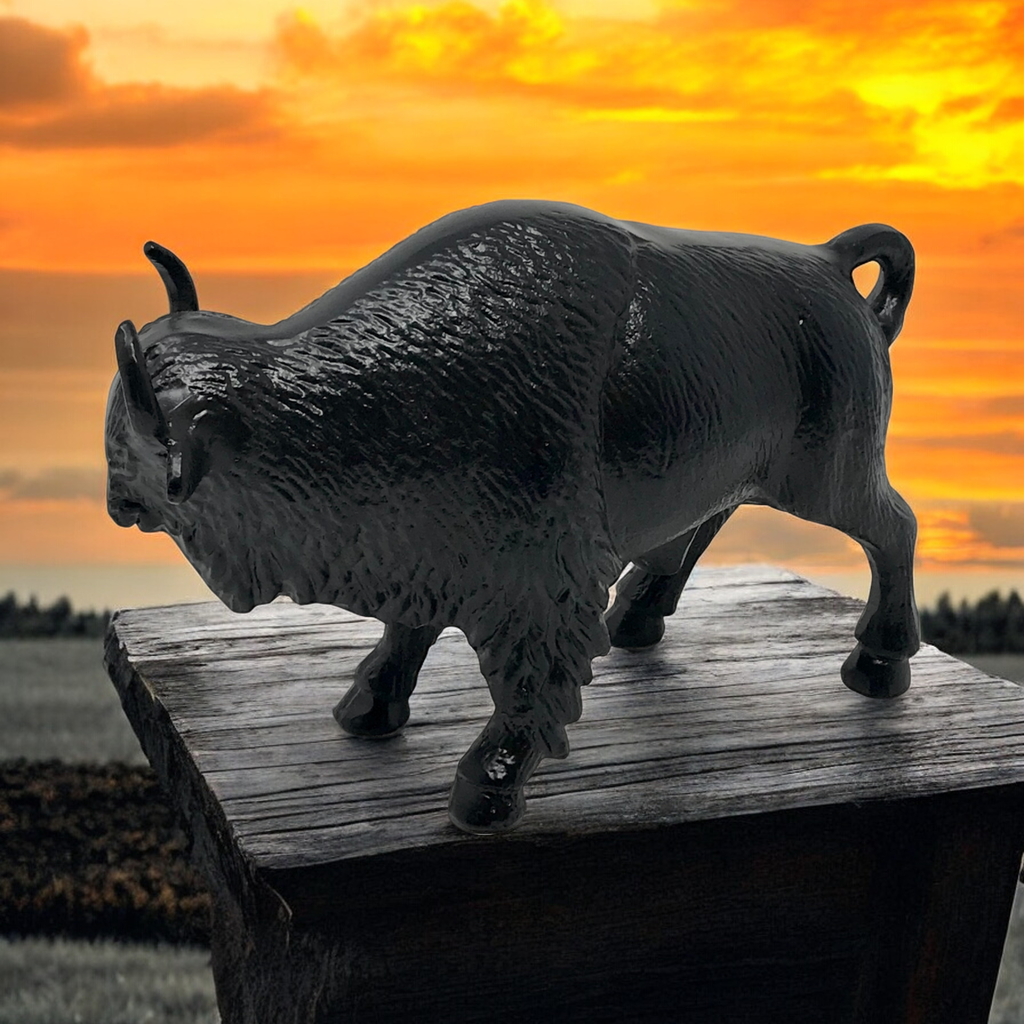Cast Aluminum Buffalo Table Figure- Coffee Bean