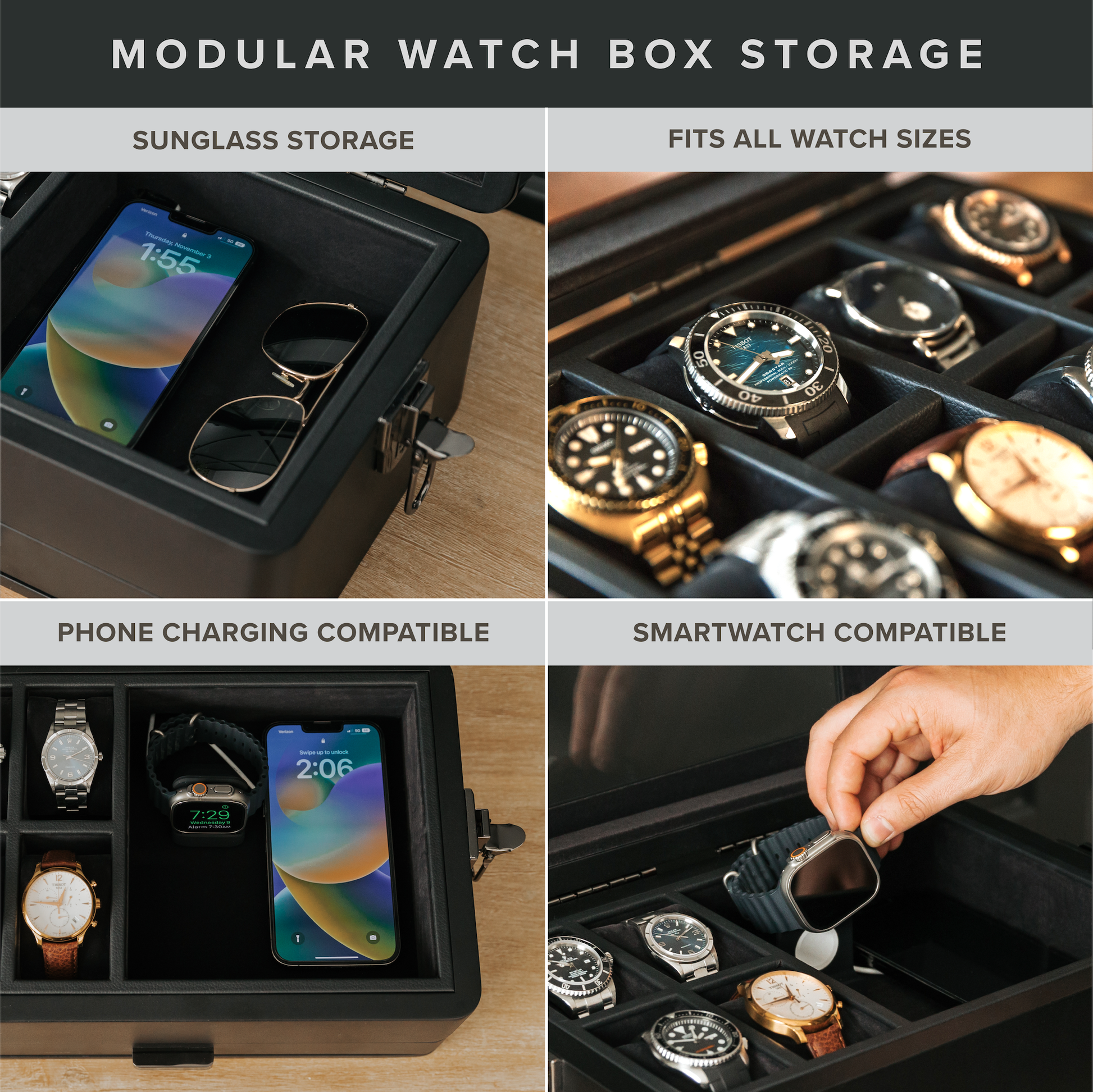 “Black Edition Military Watch Box – Tactical Storage for Your Timepieces”