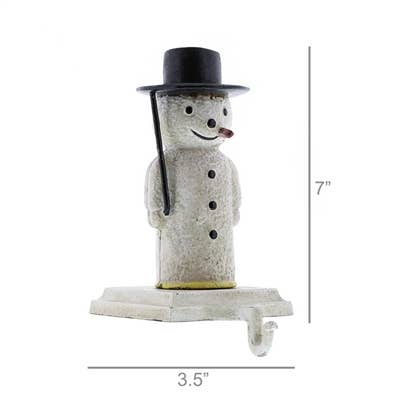 Snowman Stocking Holder - Cast Iron