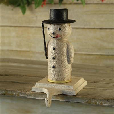 Snowman Stocking Holder - Cast Iron