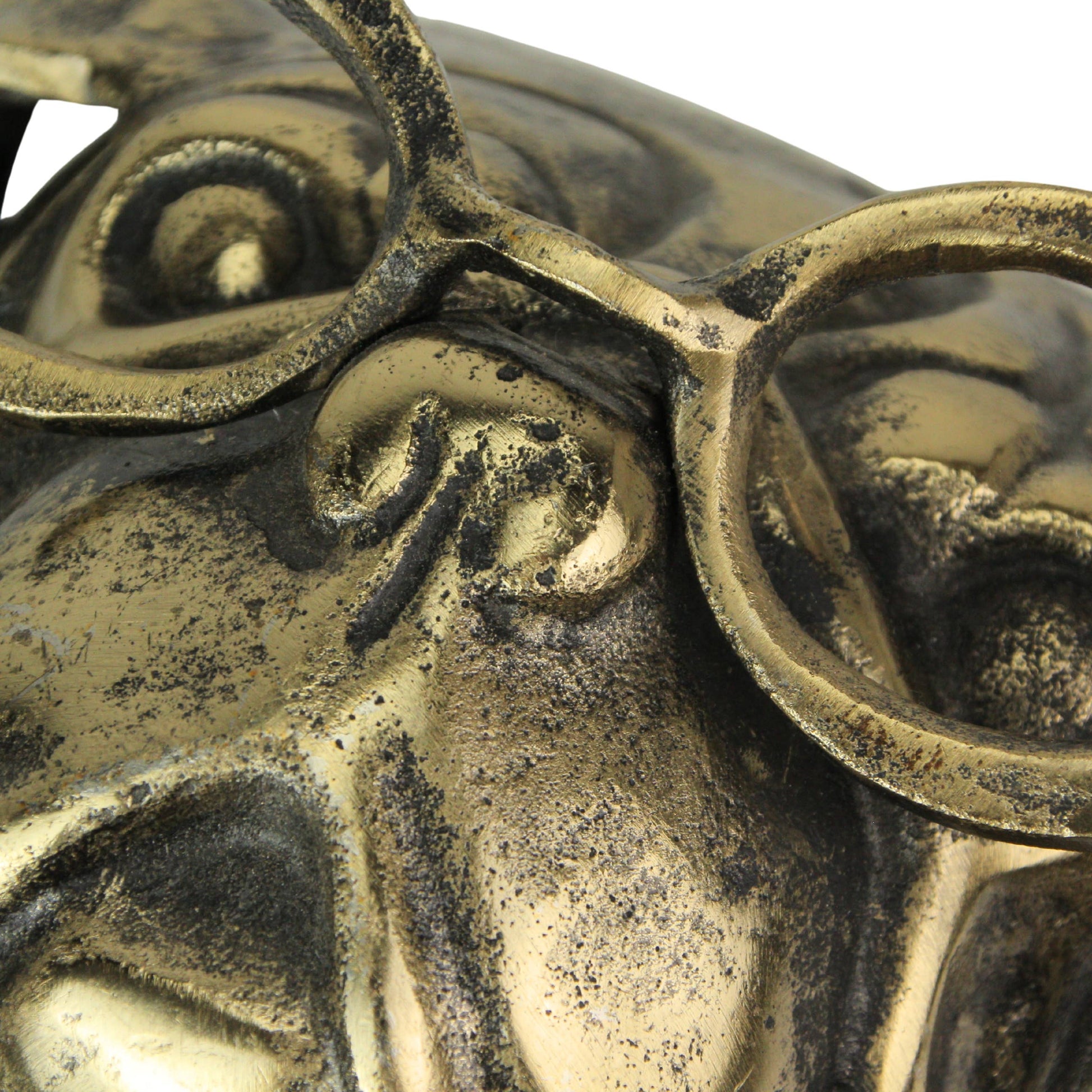 Gold Pug Dog Head Wall Hanging with Oval Spectacles