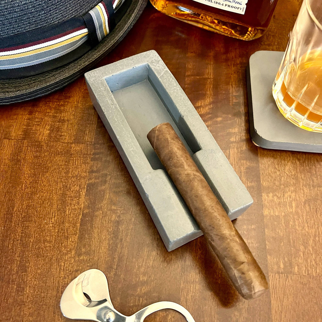 Concrete Cigar Ashtray Stand Holder Rest: Solid grey