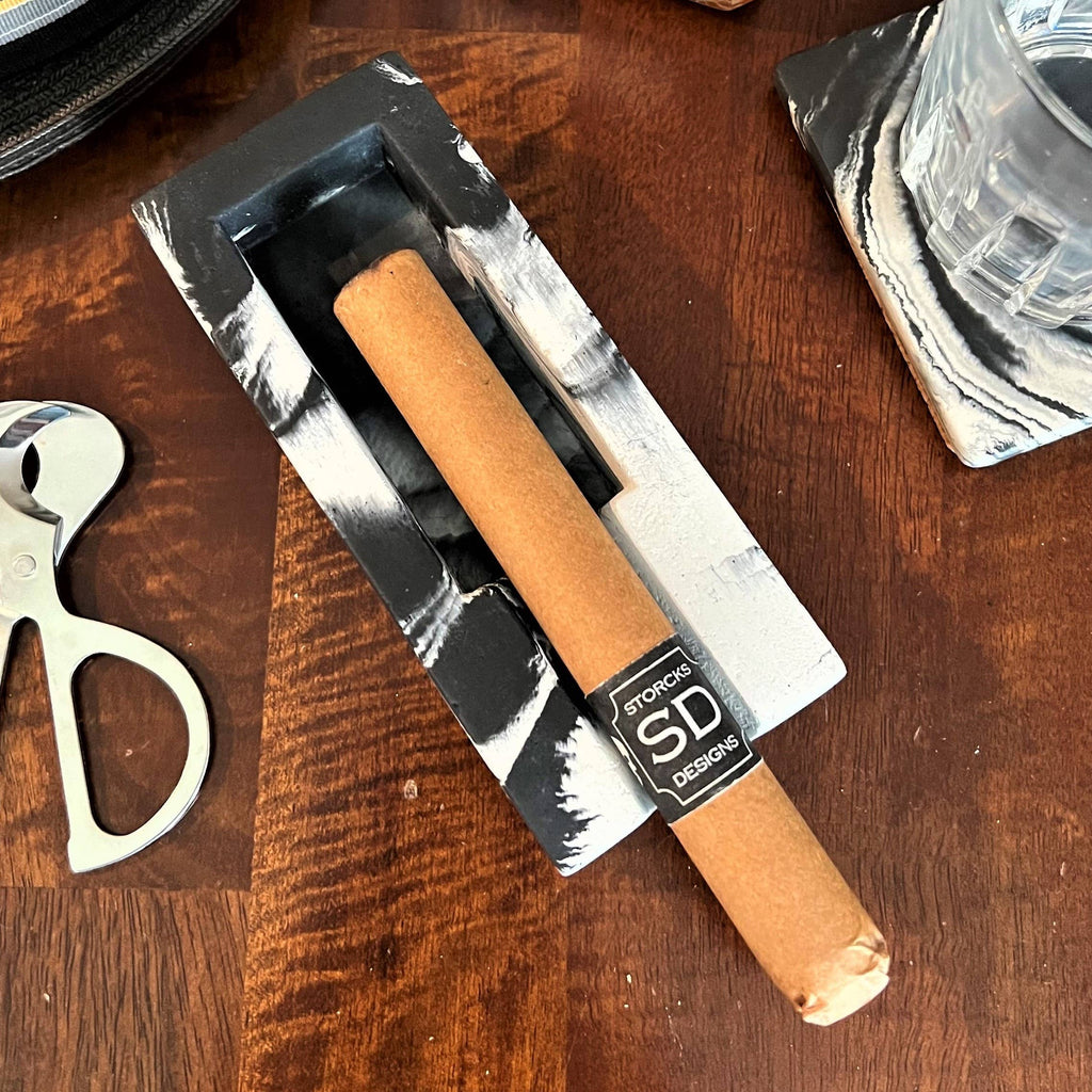 Concrete Cigar Ashtray Stand Holder Rest: Solid grey