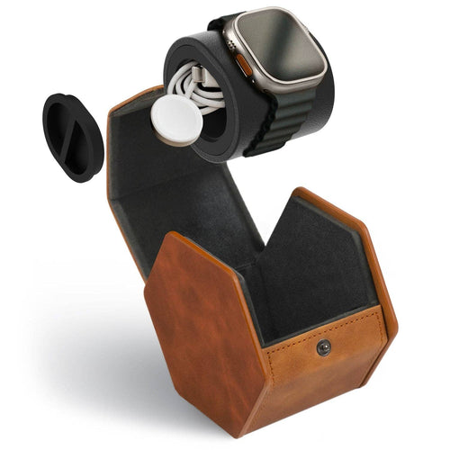 1-Slot Travel Watch Roll - Brown