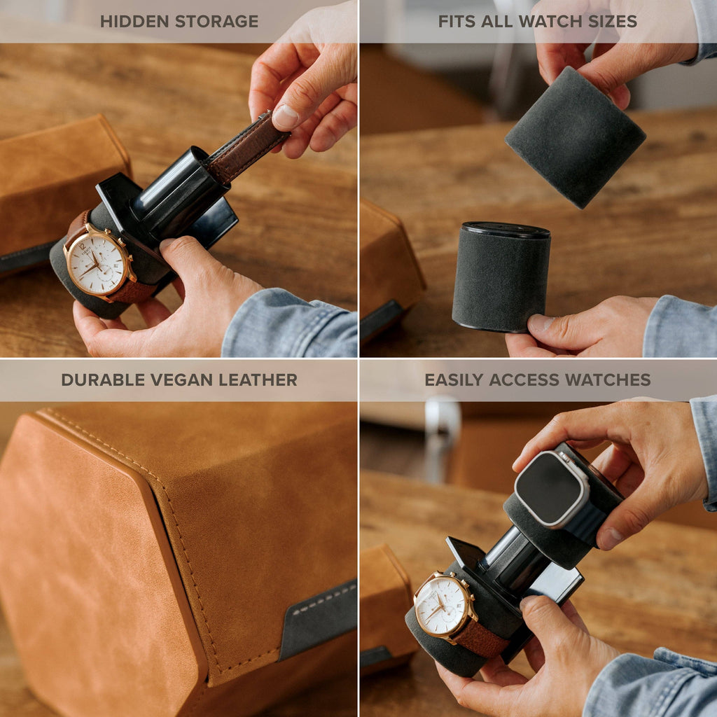 “HEX Two-Slot Watch Roll – Travel with Your Time in Style-Brown”