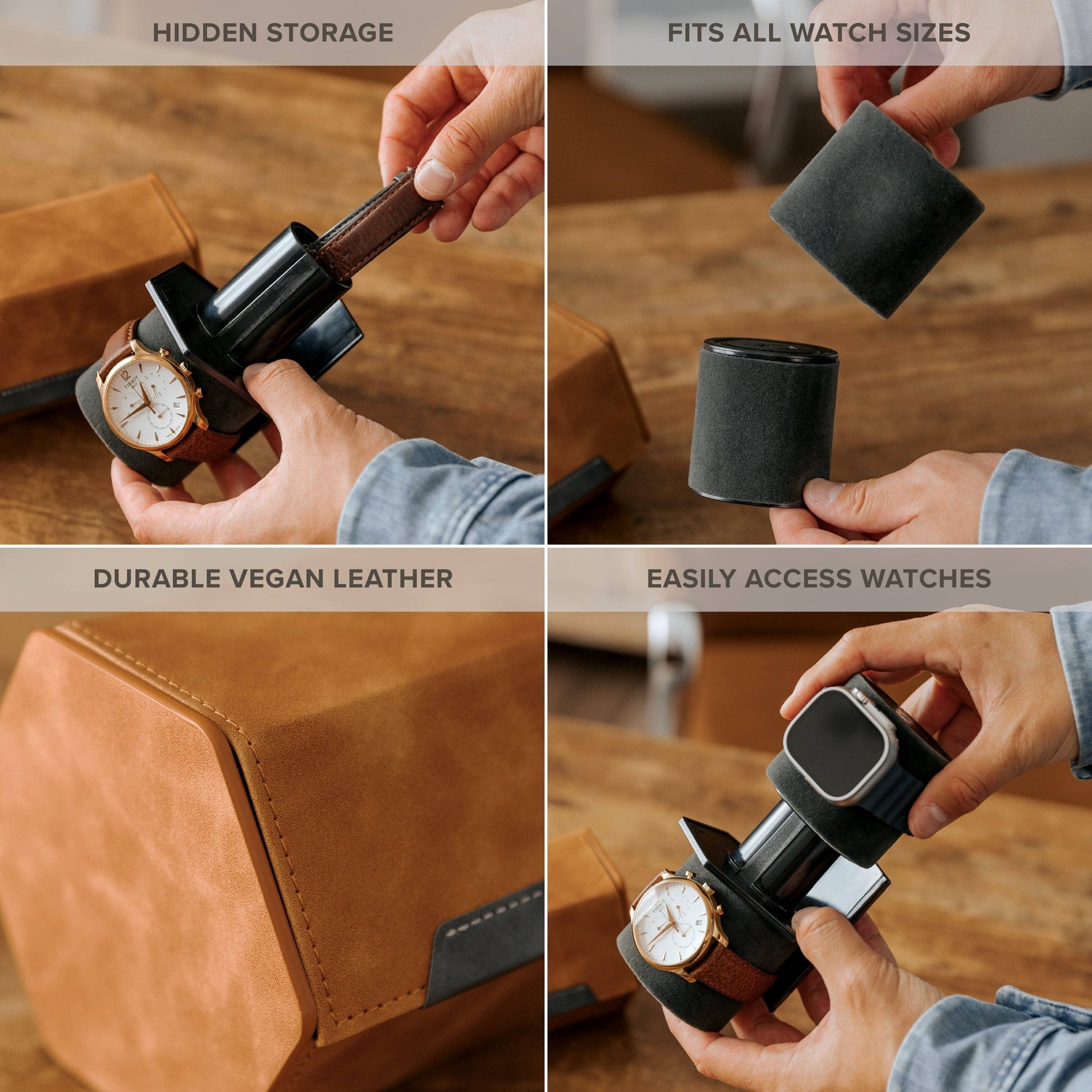 “HEX Two-Slot Watch Roll – Travel with Your Time in Style-Brown”