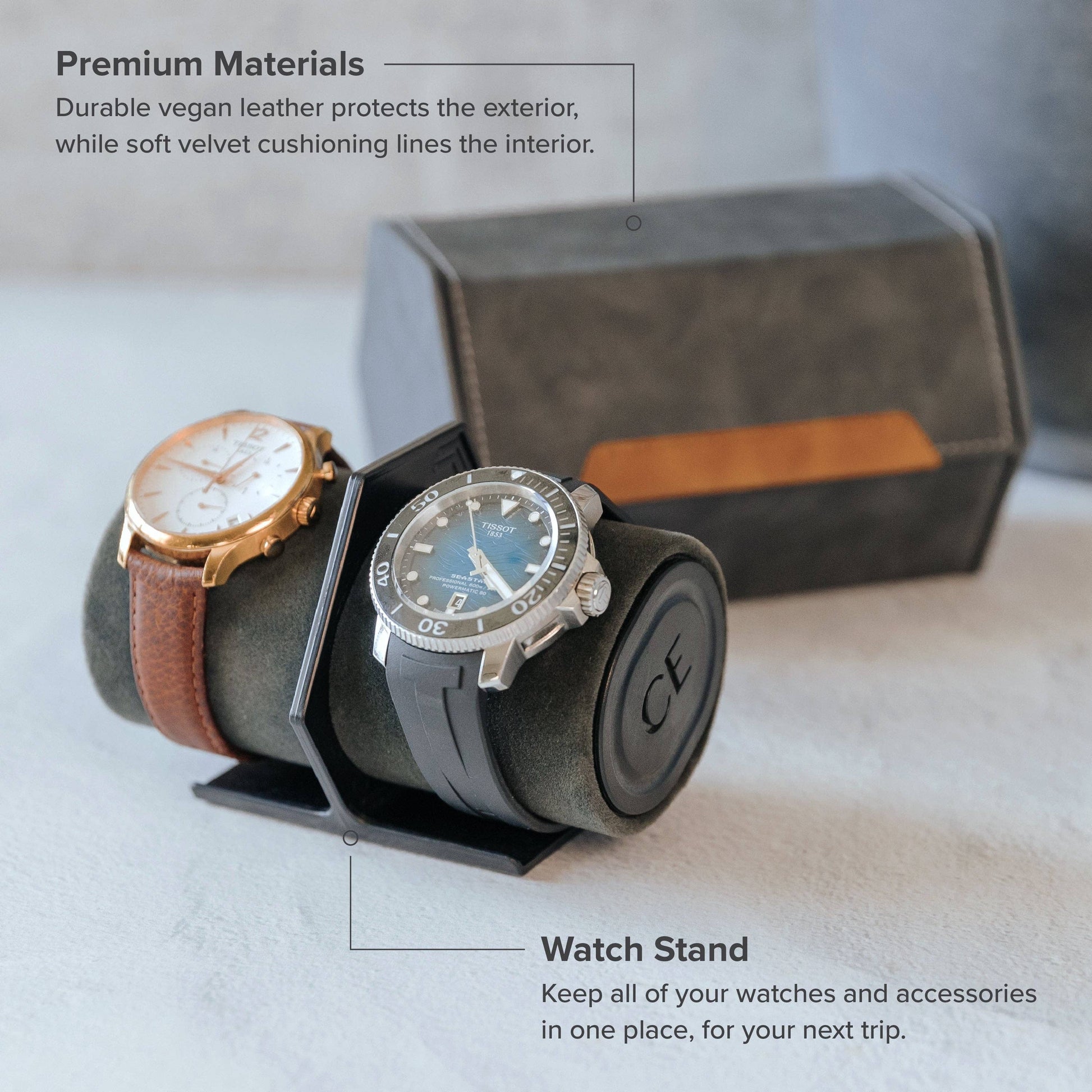 “HEX Two-Slot Watch Roll – Travel with Your Time in Style”- Gray