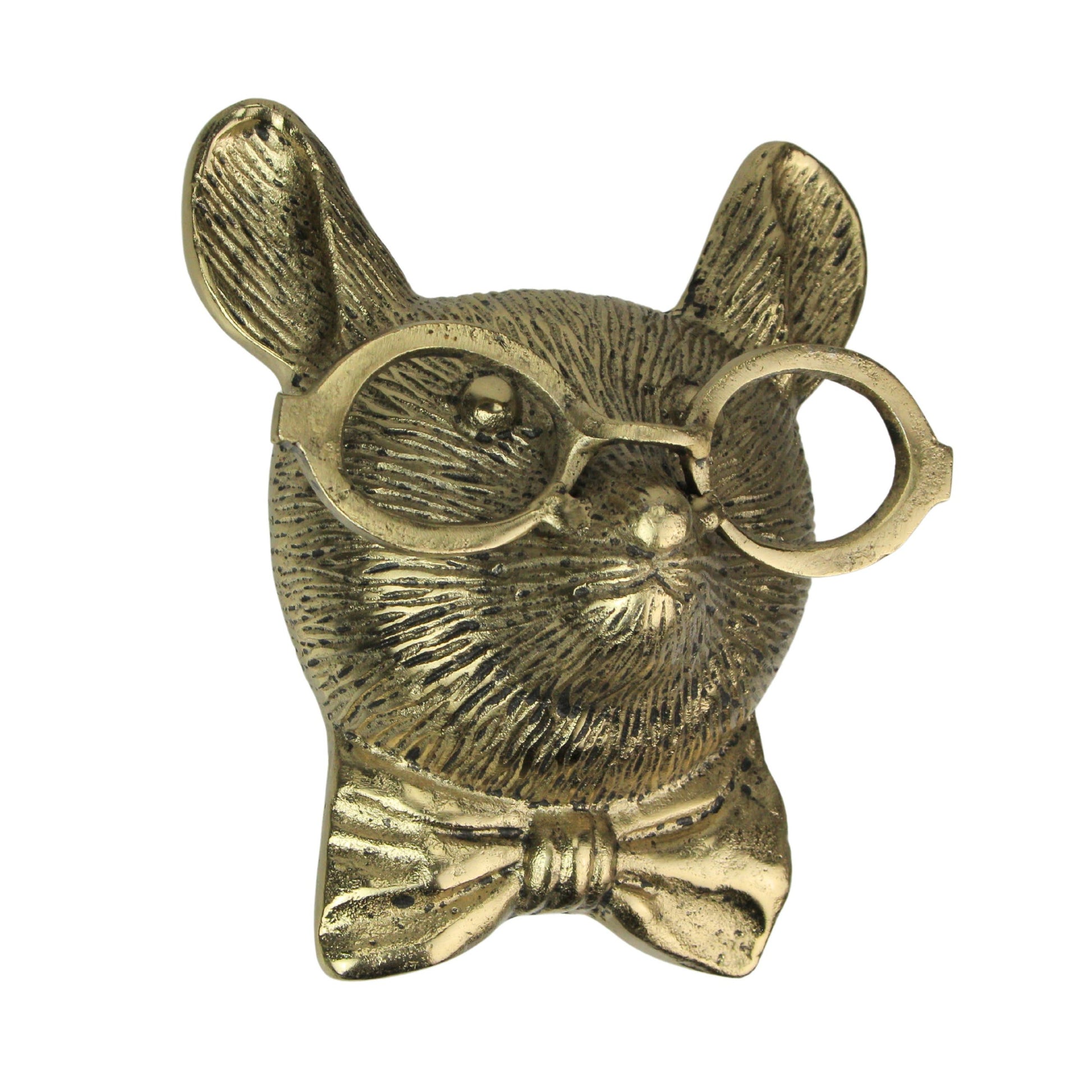 Gold Mouse Head Wall Hanging with Spectacles – 8.5" High