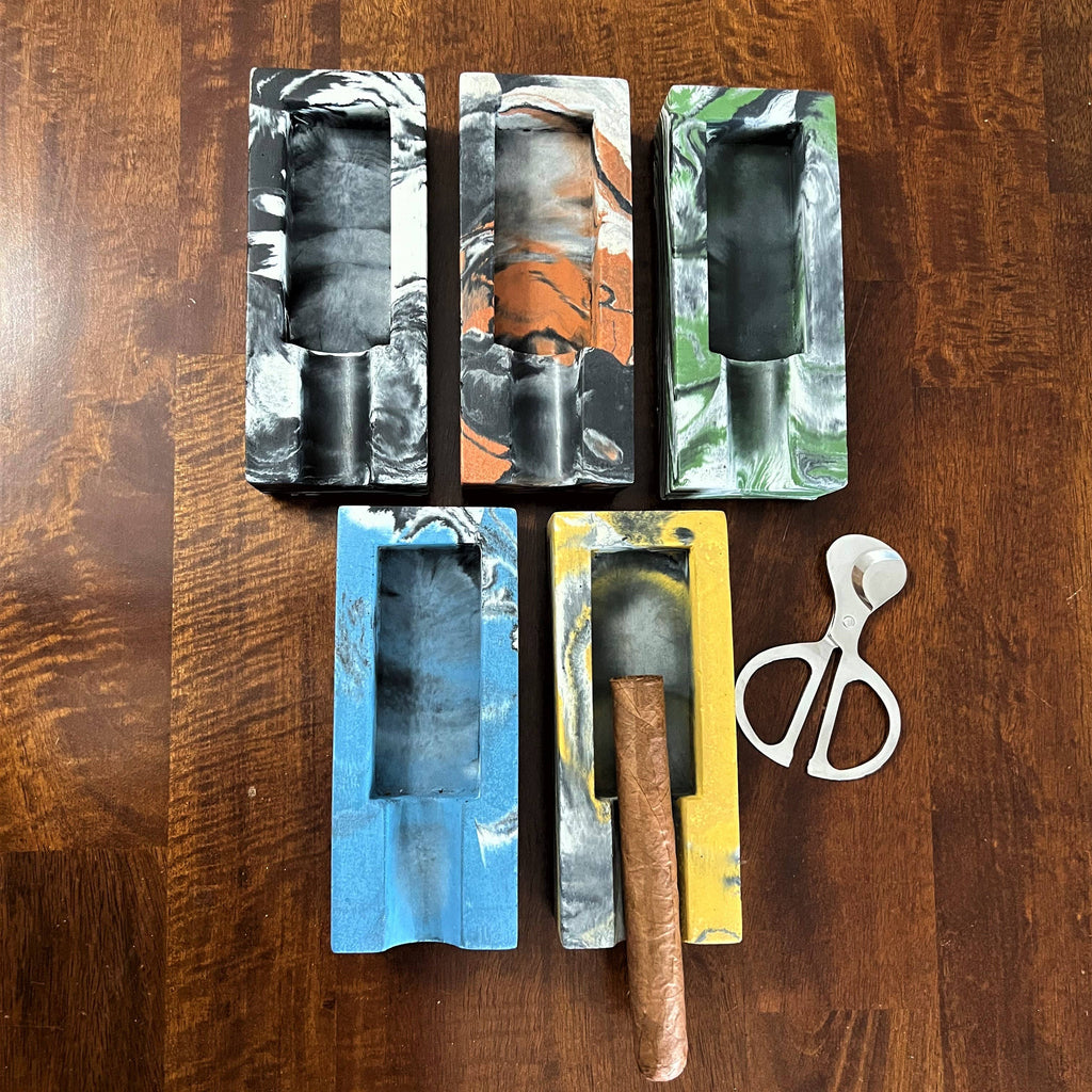 Concrete Cigar Ashtray Stand Holder Rest: Solid grey