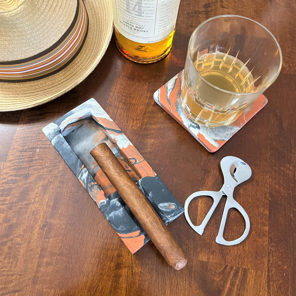 Concrete Cigar Ashtray Stand Holder Rest: Solid grey