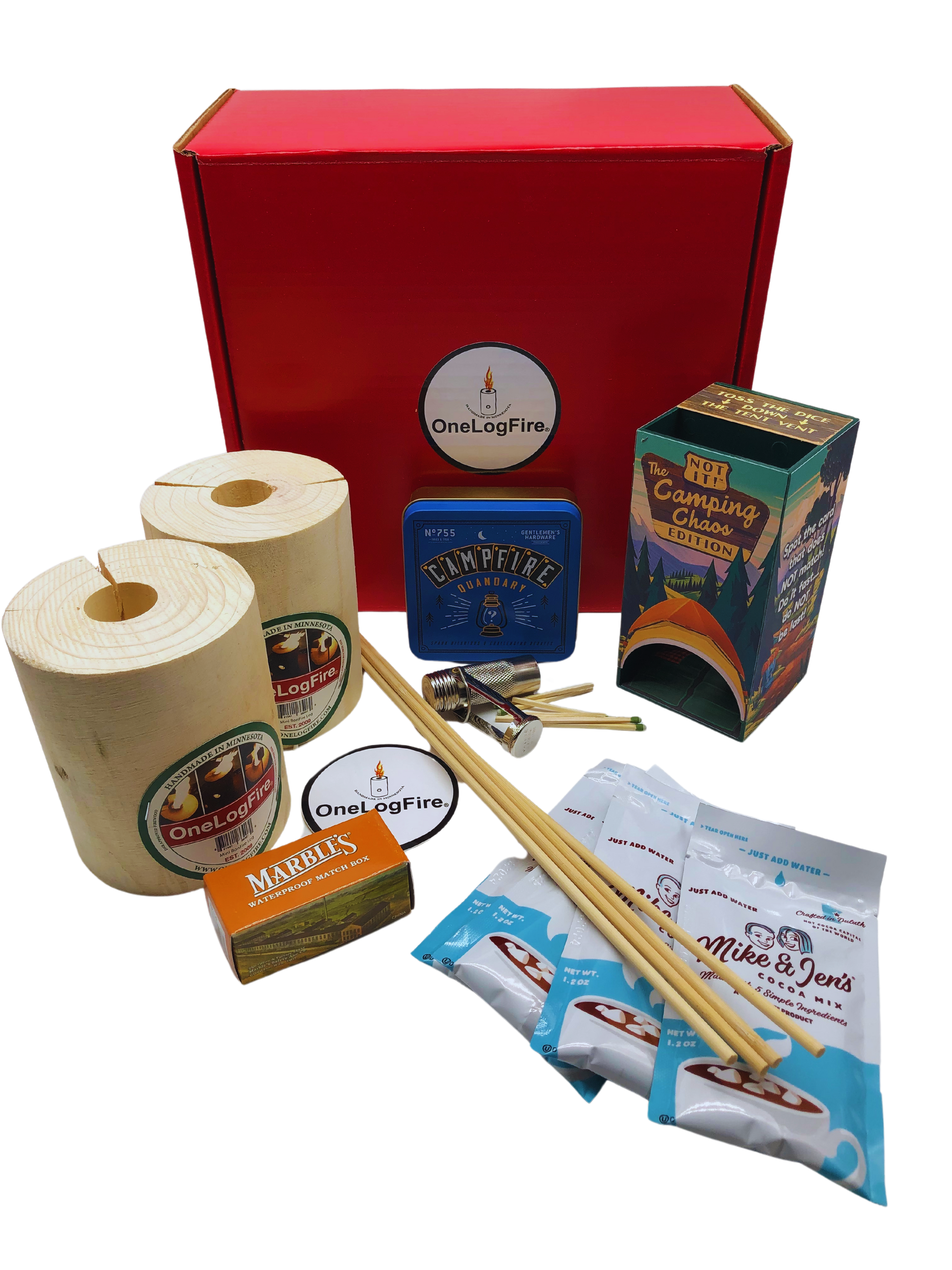 “Happy Camper Gift Box – Everything You Need for Fireside Fun, Including the FIRE!"