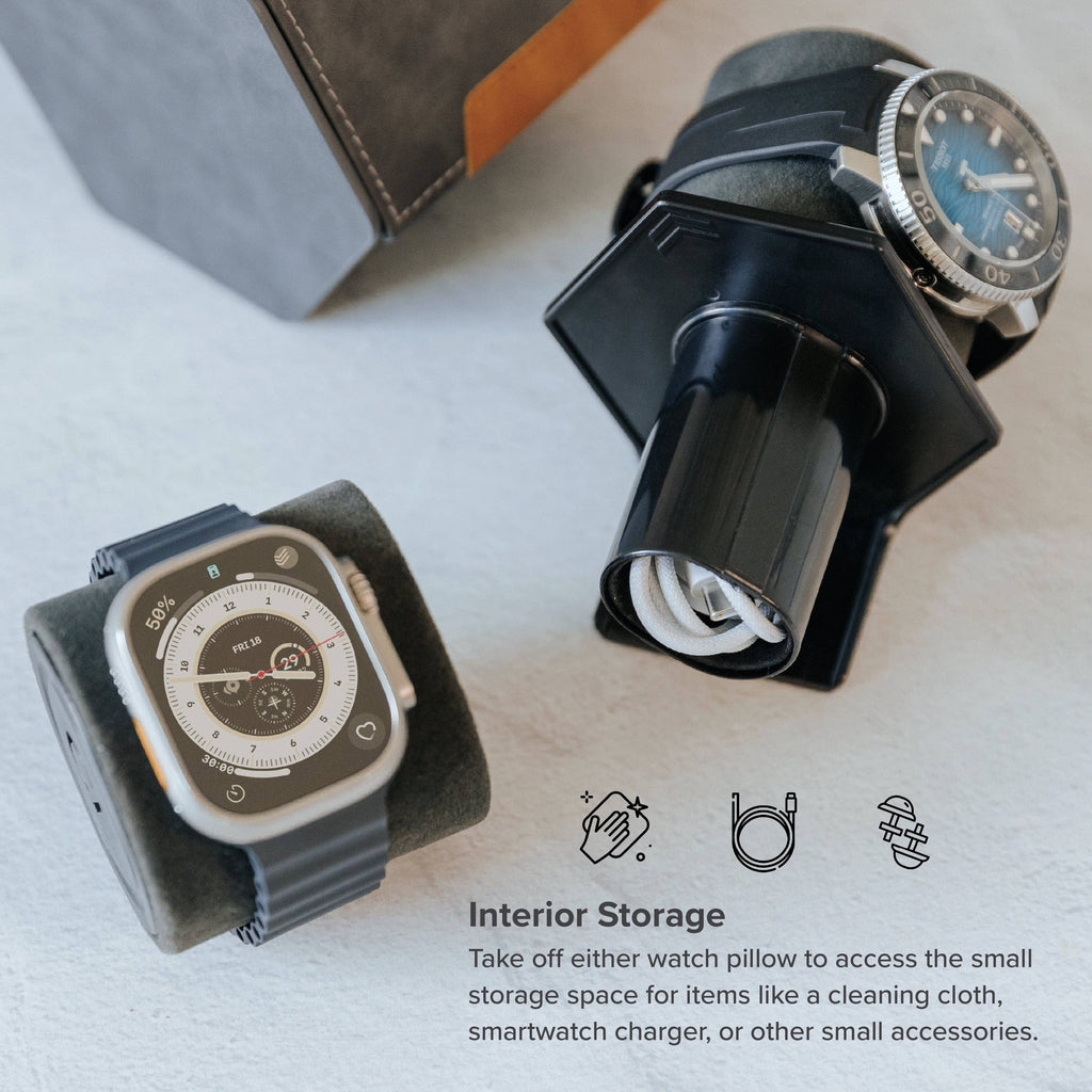 “HEX Two-Slot Watch Roll – Travel with Your Time in Style”- Gray