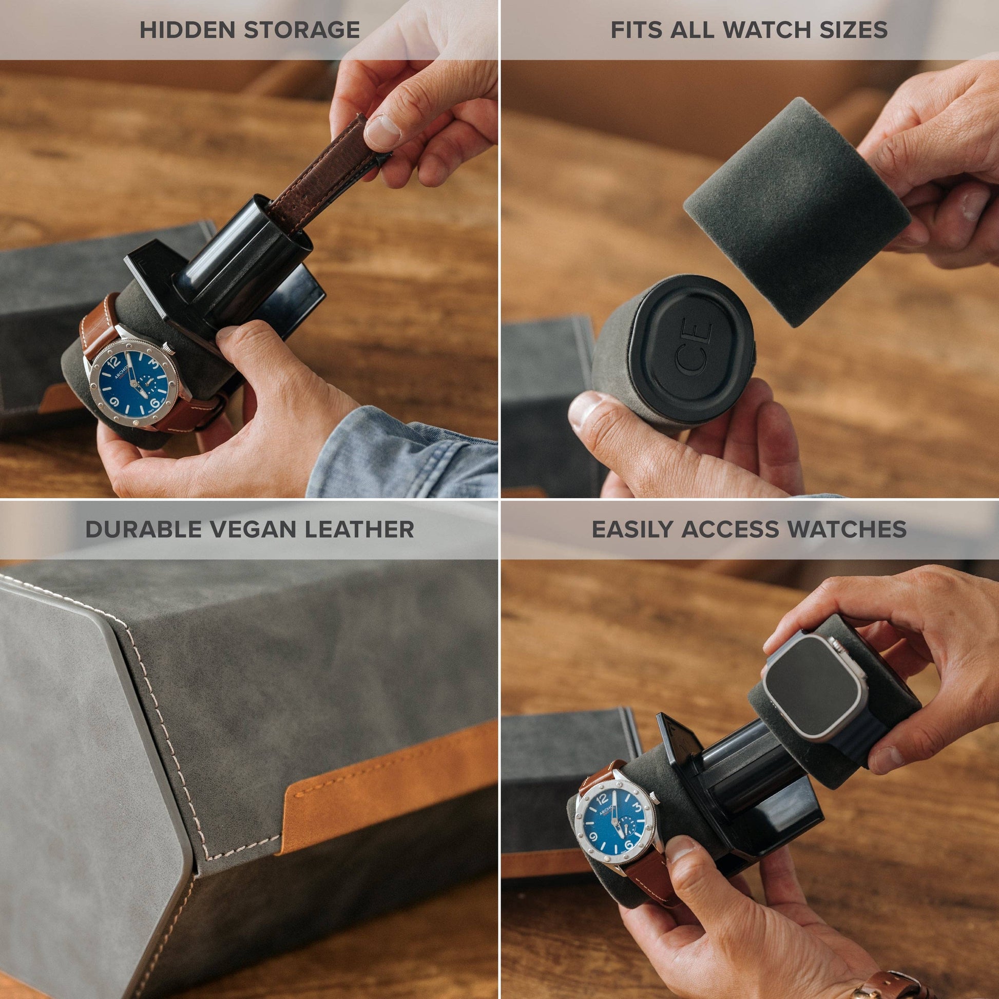 “HEX Two-Slot Watch Roll – Travel with Your Time in Style”- Gray